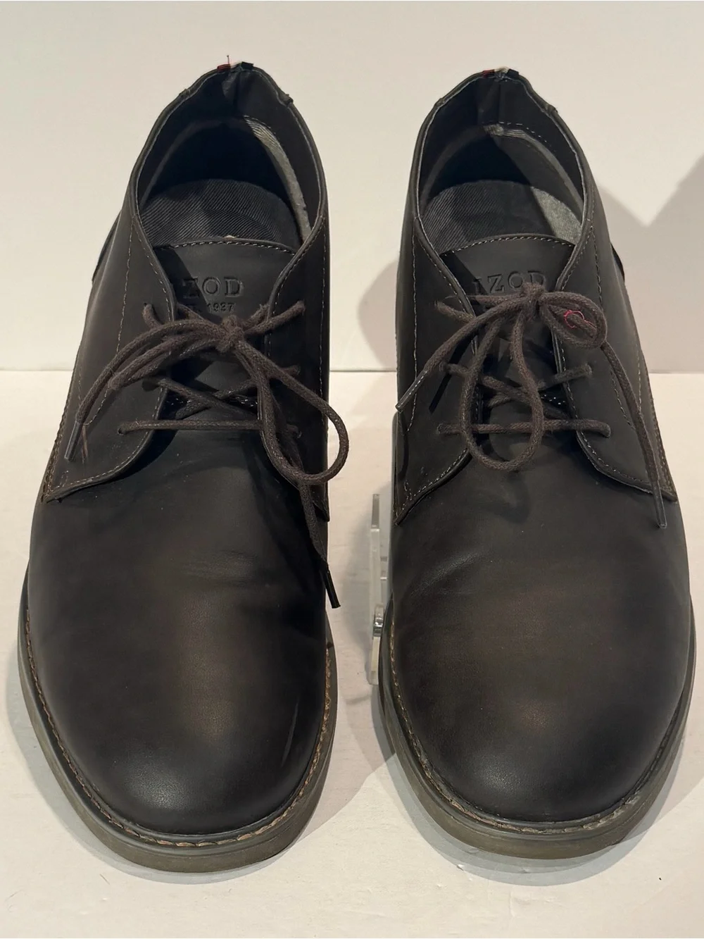 Izod Mens 11 Med Inwood Gaucho Chukka Boots Brown Faux Leather Lace Up